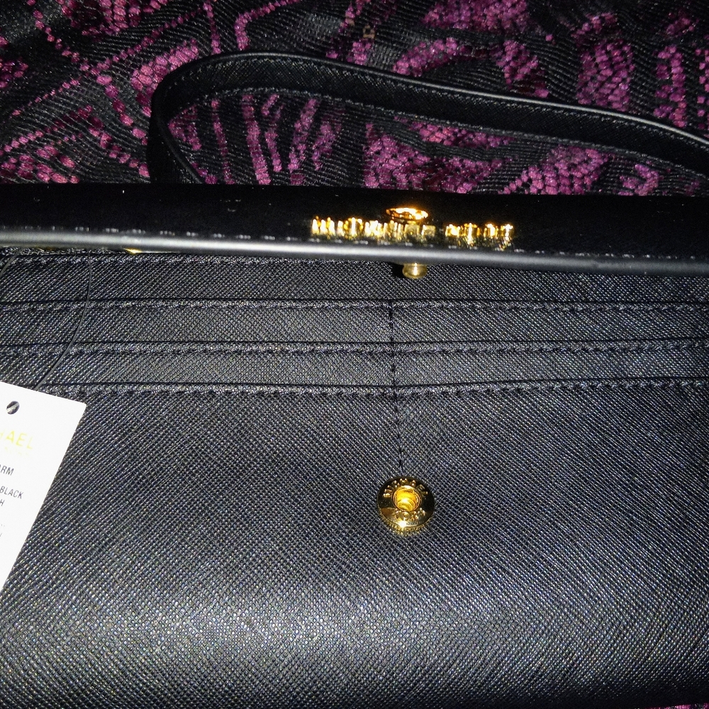 Michael Kors black Leather Crossbody Clutch